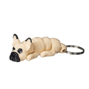 Brelok 3D buldog francuski beżowy – realistyczny brelok z psem 6,5 cm